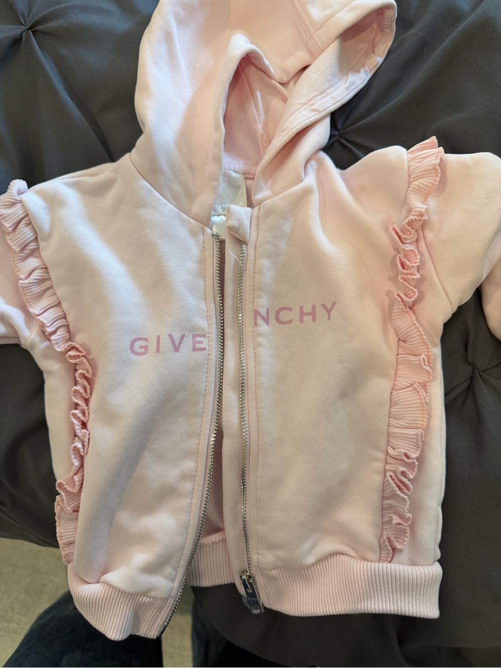 Givenchy Pink Ruffle Hooded Zip Jacket